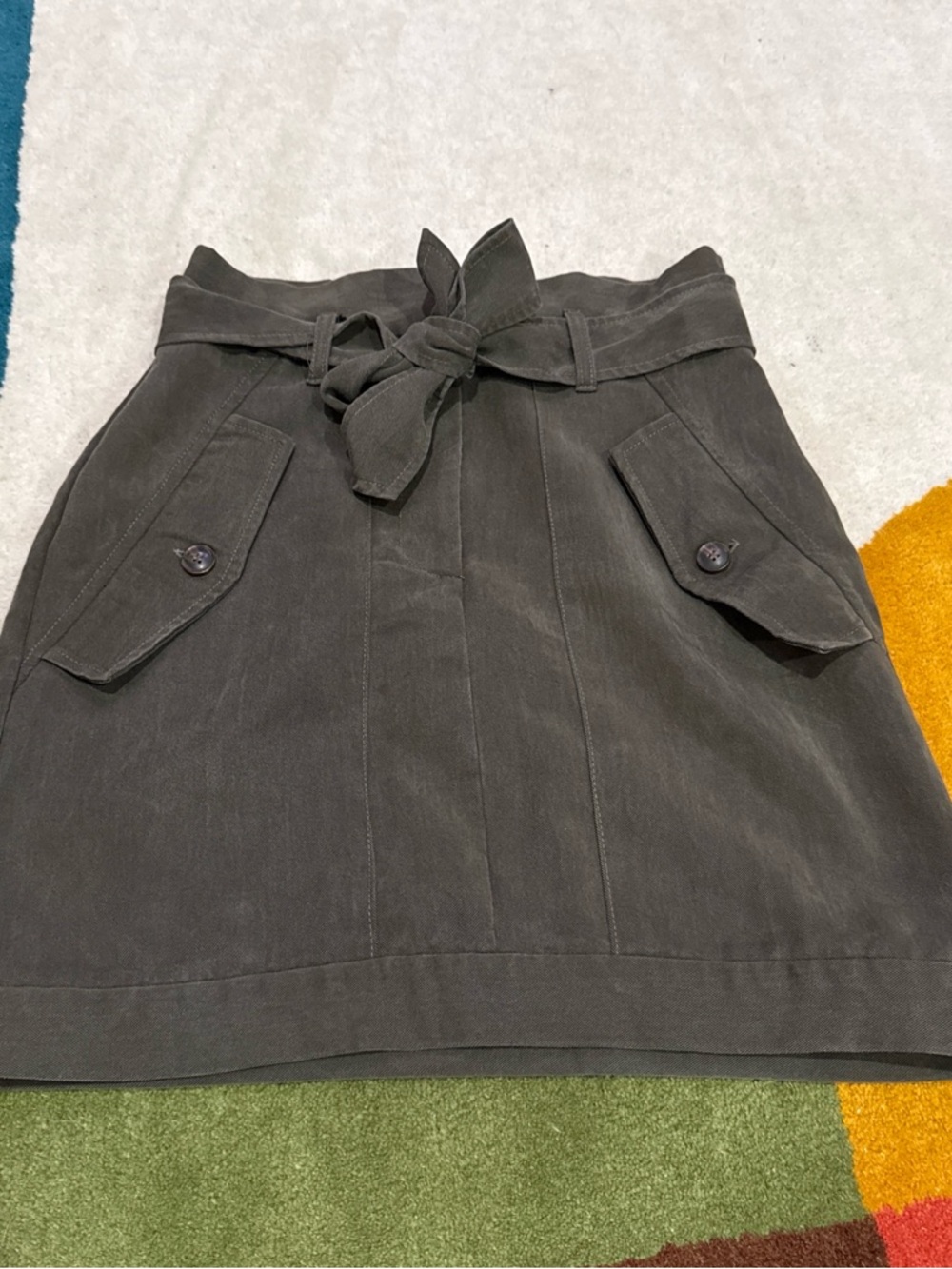 ASOS Olive Green Tie-Waist Utility Mini Skirt